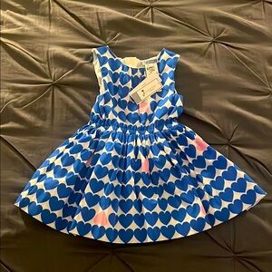 Jacadi Paris - NWT Blue and Pink Heart Pattern Dress Size 3T